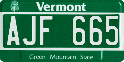 VT license plate AJF665