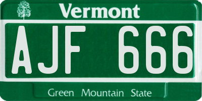 VT license plate AJF666