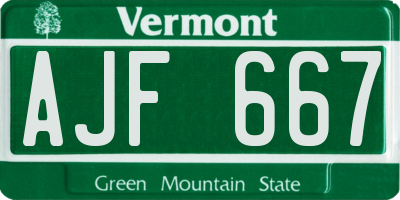 VT license plate AJF667