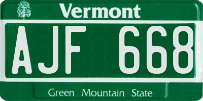 VT license plate AJF668