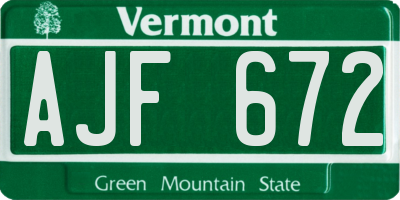 VT license plate AJF672