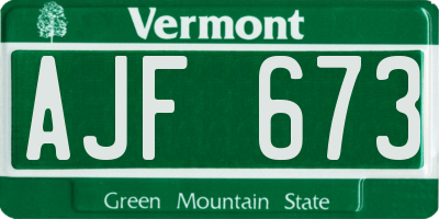 VT license plate AJF673