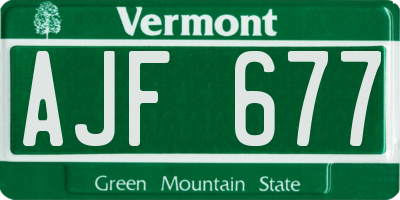 VT license plate AJF677