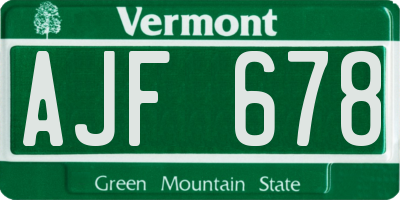 VT license plate AJF678