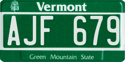 VT license plate AJF679