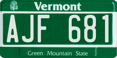 VT license plate AJF681