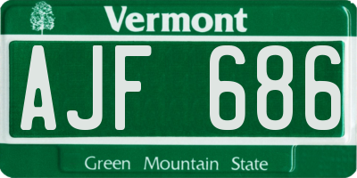 VT license plate AJF686