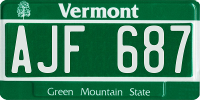 VT license plate AJF687