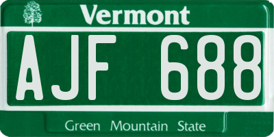 VT license plate AJF688