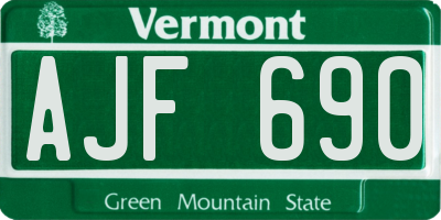 VT license plate AJF690