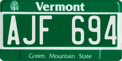 VT license plate AJF694