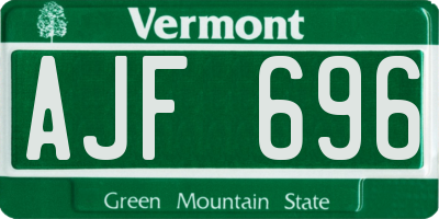 VT license plate AJF696
