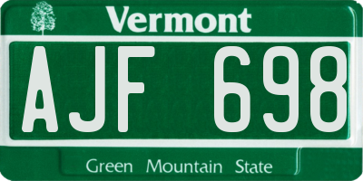 VT license plate AJF698