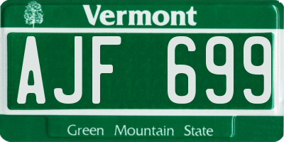 VT license plate AJF699