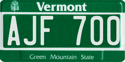 VT license plate AJF700