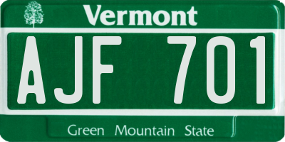 VT license plate AJF701
