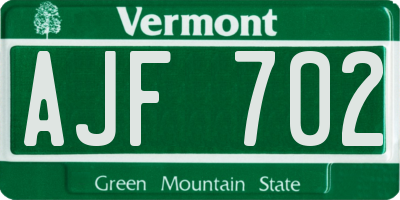 VT license plate AJF702