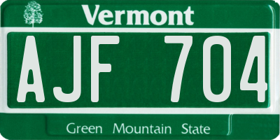 VT license plate AJF704