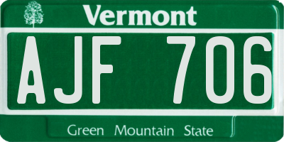 VT license plate AJF706
