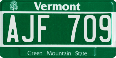 VT license plate AJF709