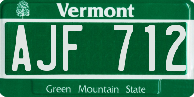 VT license plate AJF712