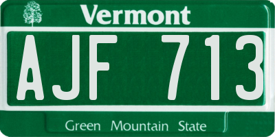 VT license plate AJF713