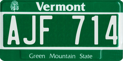 VT license plate AJF714