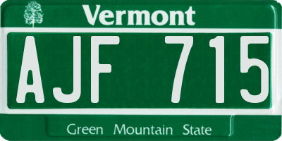 VT license plate AJF715