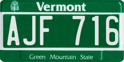 VT license plate AJF716