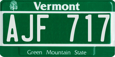 VT license plate AJF717