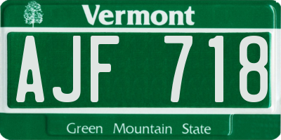 VT license plate AJF718
