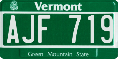 VT license plate AJF719