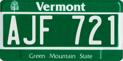 VT license plate AJF721