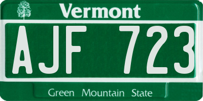 VT license plate AJF723
