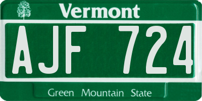 VT license plate AJF724