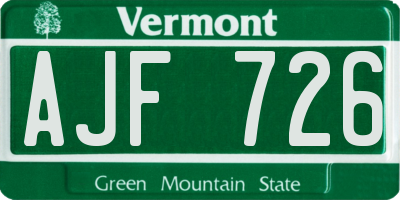 VT license plate AJF726