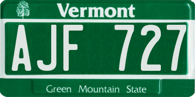 VT license plate AJF727