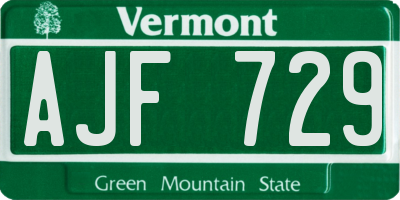 VT license plate AJF729