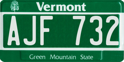 VT license plate AJF732