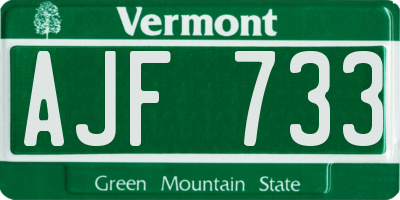 VT license plate AJF733