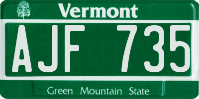 VT license plate AJF735