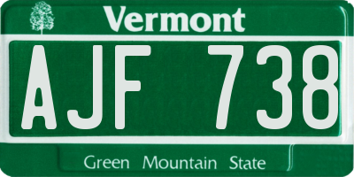 VT license plate AJF738