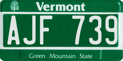 VT license plate AJF739