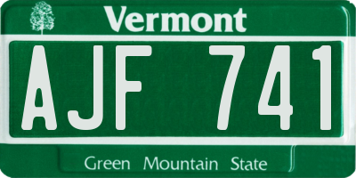 VT license plate AJF741
