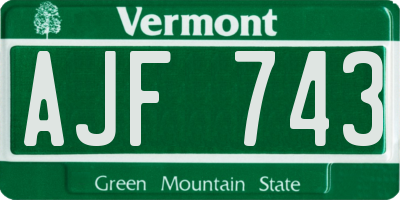 VT license plate AJF743