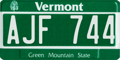VT license plate AJF744