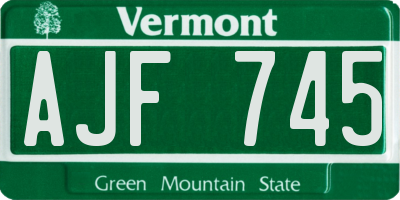 VT license plate AJF745