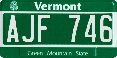 VT license plate AJF746