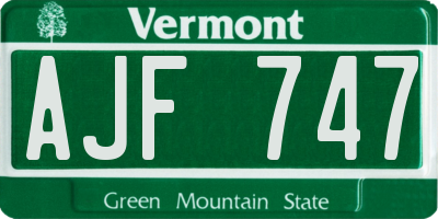 VT license plate AJF747