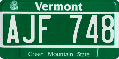 VT license plate AJF748